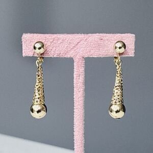 Vintage Bergere Earrings Clip On Dangle Geometric Gold Tone